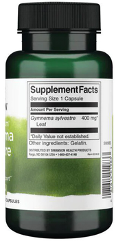 Swanson Gymnema Sylvestre 400 mg 100 kapsułek (SW983)