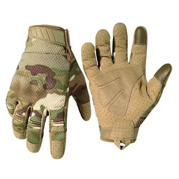 Перчатки тактические армейские с пальцами ВСУ Мультикам 20222176 10000 L койот (OPT-8051)
