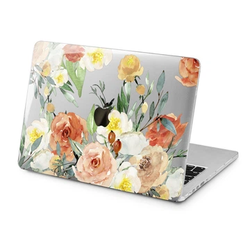 Чехол пластиковый для Apple MacBook Air 13 M2 M3 M4 M5 2022-2026 (Оранжевые розы) A2681/A3113/A3240/A3449 макбук эйр 13.6" аир