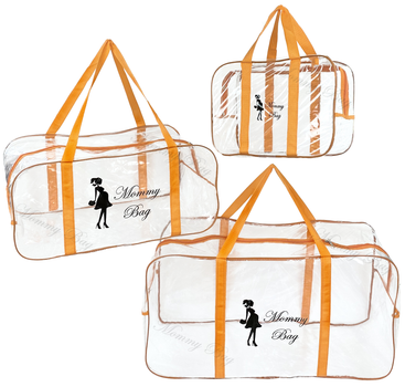 Набір із прозорих сумок у пологовий будинок Mommy Bag (S, L, XL) Помаранчевий