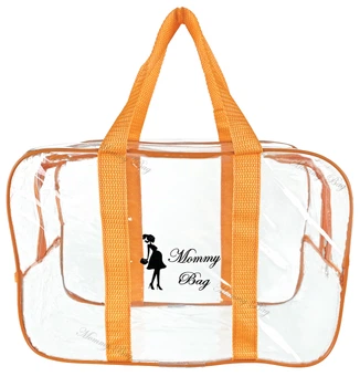 Сумка прозрачная в роддом Mommy Bag S оранжевая