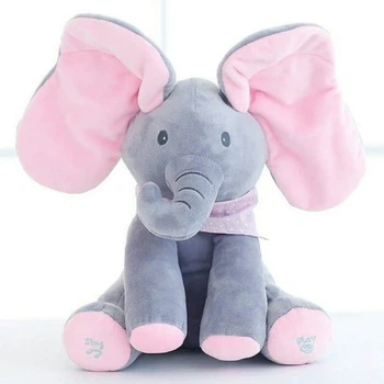 Развивающий, музыкальный слоник Peekaboo Elephant (с розовыми ушками)