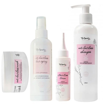 Набір зміцнювальний для росту та від випадання волосся Anti Hairloss-2 Top Beauty (спрей 100 мл, шампунь 250 мл, маска 300 мл, сироватка 100 мл)