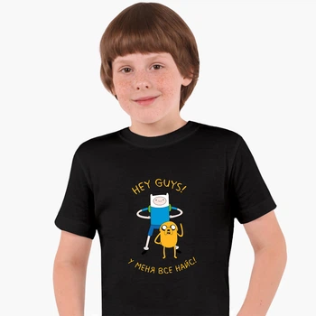 Дитяча футболка Час Пригод Фінн і Джейк пес (Adventure Time Finn & Jake the dog) (25186-1579) 104-110 см Бавовна Чорний