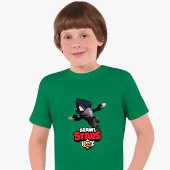 Детская футболка Бравл Старс Ворон (Brawl Stars Crow) (25186-1023) 134-140 см Хлопок Зеленый