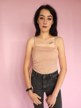 Боди-майка с вырезом сбоку Boohoo Бежвый (9770 XS/40)
