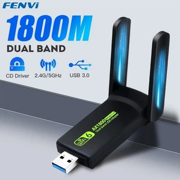 Адаптер WiFi 6 1800 Mbps RTL8832AU USB3.0 802.11AX Mu-MIMO 1024-QAM 2х3 дБ
