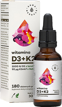 Witamina D3 Aura Herbals 2000 K2 Mk7 30 ml (AH320)