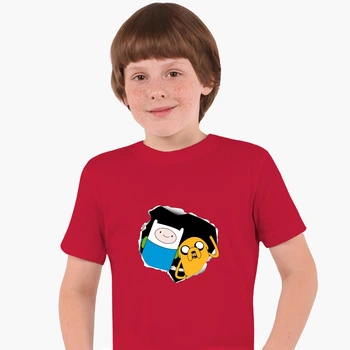Детская футболка Время Приключений Финн и Джейк пес (Adventure Time Finn & Jake the dog) (25186-1581) 158-164 см Хлопок Красный