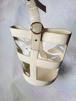 Молочна жіноча сумка з прозорими вставками Fashion&Bags 4939
