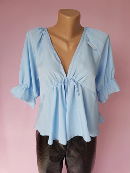 Блуза голубая с завязками на спинке Boohoo (10270 L/46)