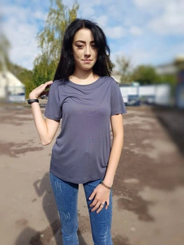 Футболка серая со вставкой гипюра сзади VERO MODA 7516 M (44)