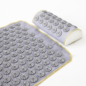 Масажний килимок Аплікатор Кузнєцова + міні килимок + валик масажер для спини/шиї/ніг OSPORT Set №3 (n-0023) Сіро-сірий