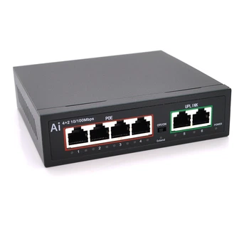 POE сетевой коммутатор Merlion 4 POE 10/100 2 RJ45 10/100 блок питания 52V 1.05A свитч видеонаблюдения