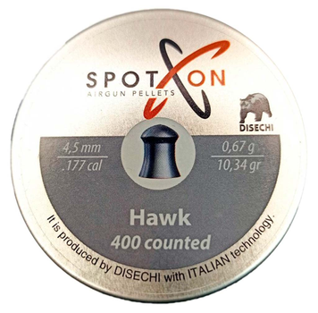 Пули пневматические Spoton Hawk 400шт, 4,5 мм, 0.67г
