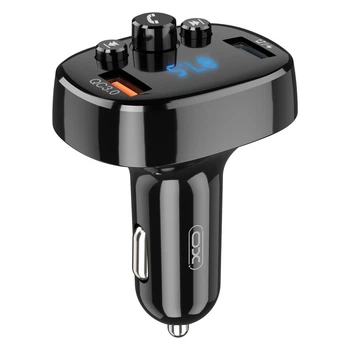 Автомобильный FM-трансмиттер модулятор XO BCC03 |2USB, 3.0A, QC 3.0 BT5.0/MP3| Black