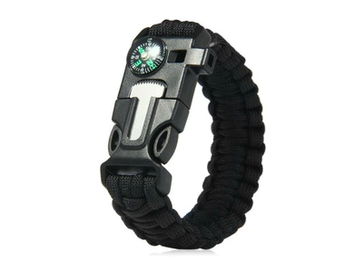 Браслет Paracord 5 в 1 Похідний Для Виживання з паракорда Чорний (1001-226-02)