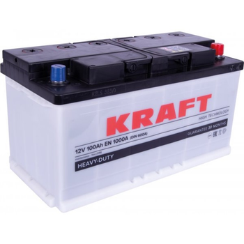 Аккумулятор 100Ач Euro (T1) 353x175x190 с обратной полярностью Kraft, 76325, /