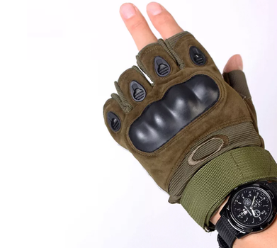 Рукавички без пальців, тактичні рукавички без пальців (пара), розмір М, колір зелений
