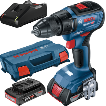 Бесщеточная аккумуляторная дрель-шуруповерт Bosch Professional GSR 18V-50, 18 В, 2 аккум.по 2 амп.ч, зарядное устройство, L-case, клипса (06019H5000)