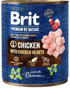 Консервований корм для собак з куркою Brit Premium By Nature Chicken with Hearts 800 г