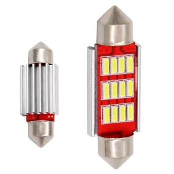 Лампа в автомобиль LED C5W C10W 36мм KRN 12 SMD 4014, с обманкой Canbus, белый