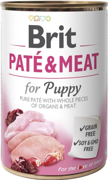 Вологий корм для цуценят з куркою та індичкою Brit Pate & Meat Chicken 400 г