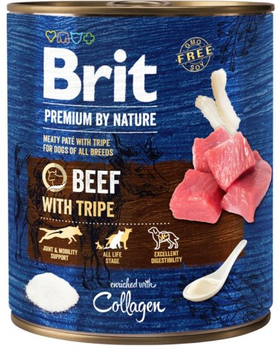 Консервированный корм для собак с говядиной Brit Premium By Nature Beef with Tripe 800 г