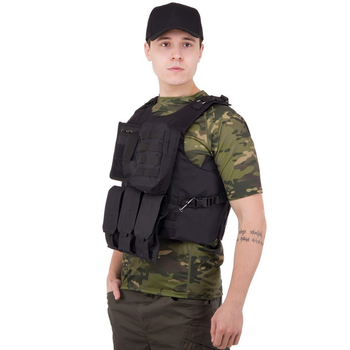 Разгрузочный жилет универсальный разгрузка тактическая на 4 кармана Zelart Military 5516 Black