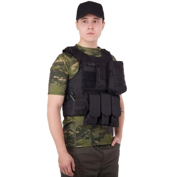 Розвантажувальний жилет універсальний розвантаження тактична на 4 кишені Zelart Military 5516 Black