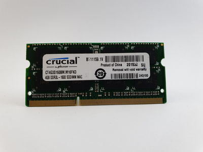 Оперативная память для ноутбука SODIMM Crucial DDR3L 4Gb 1600MHz PC3L-12800S (CT4G3S160BM.M16FKD) 11290 Б/У