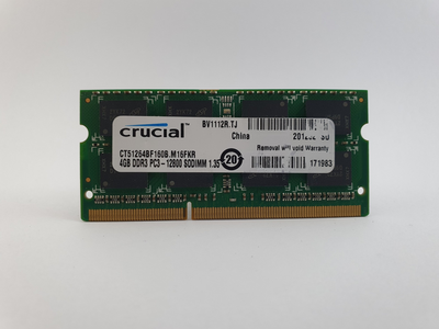 Оперативная память для ноутбука SODIMM Crucial DDR3L 4Gb 1600MHz PC3L-12800S (CT51264BF160B.M16FKR) 11292 Б/У