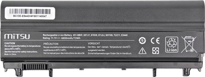 Акумулятор Mitsu для ноутбуків Dell 11.1 V 6600 mAh (BC/DE-E5440H)