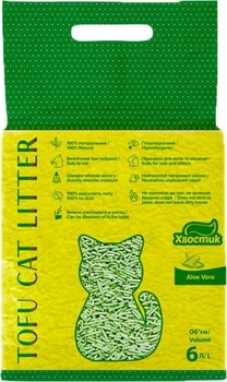Соєвий наповнювач Тофу Хвостик Tofu Cat Litter Aloe Vera для котячого туалету, з ароматом алое віра, 2.6 кг/6 л (167650)