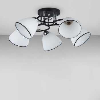 Люстра потолочная Light House SC-18666/5 CR+BK D490*240 черная + хром, плафон белый