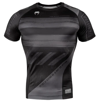 Компрессионная футболка Venum AMRAP Comression T-shirt Short Sleeves Black Grey (VENUM-03693-109-XS)