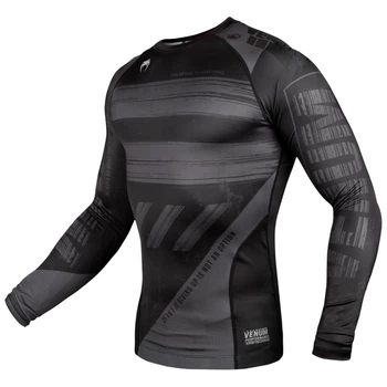 Компрессионная футболка Venum AMRAP Compression T-shirt Long Sleeves Black Grey (VENUM-03694-109-XS)