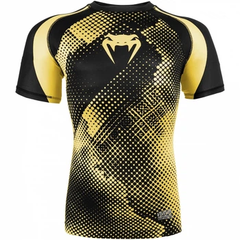 Компрессионная футболка Venum Technical Compression T-shirt Short Sleeves Black Yellow (VENUM-02762-111-S)