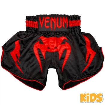 Детские шорты для для тайского бокса Venum Inferno Kids Muay Thai Shorts Black Red (03567-100-10)