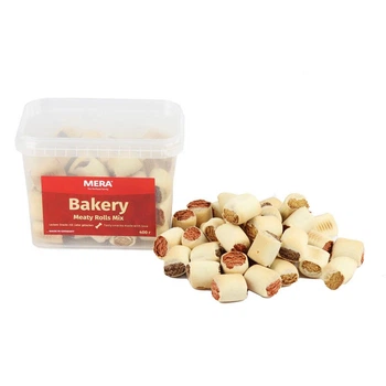 Ласощі для собак для дресування печиво м'ясні рулетики мікс MERA Meaty Rolls Mix 400 г