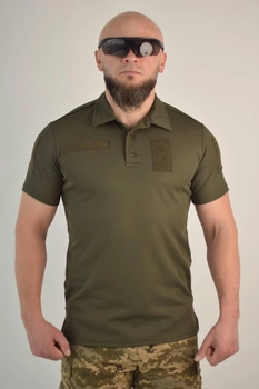 Футболка поло тактична 56 розмір 3XL чоловіча військова армійська футболка ПОЛО POLO оліва хакі для ЗСУ