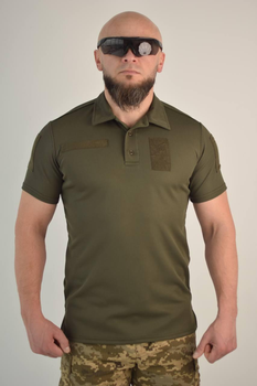 Футболка поло тактична 58 розмір 4XL чоловіча військова армійська футболка ПОЛО POLO оліва хакі для ЗСУ