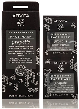 Maseczka oczyszczająca do twarzy Apivita Express Beauty równoważenie tłuszczu z propolisem 2 szt x 8 ml (5201279072216)