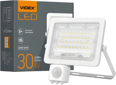 Прожектор светодиодный VIDEX F2e 30W 5000K с датчиком движения и освещенности (VL-F2e305W-S)