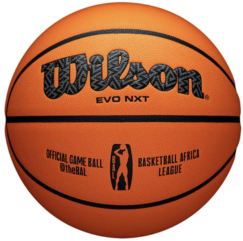 Баскетбольний м'яч Wilson Evo NXT Africa Champion League FIBA, розмір 7, 8-панельна конструкція, вологопоглинаюче покриття Aqua-Grip, призначений для ігор вищого рівня в залі.(OB_99FA13833A8A)