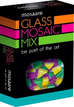 Стеклянная мозаика Mosaaro Мозаичный микс: зеленый, желтый, фиолетовый с блестками (MA5002)