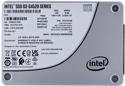 Solidigm (Intel) S4520 1.92TB 2.5" SATAIII 3D NAND (TLC) (SSDSC2KB019TZ01)