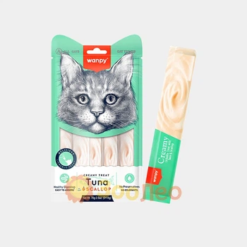 Жидкое лакомство для кошек WANPY Creamy Treat Tuna&Scallop, тунец с гребешком, 14 г (5 шт)