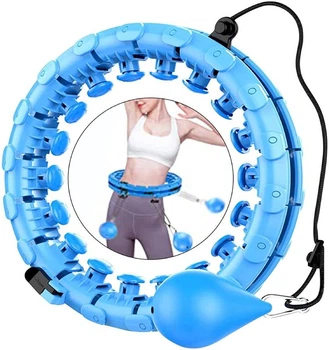 Массажный обруч Hula Hoop, с 24 съемными секциями, с утяжелителем, для массажа, фитнесса, похудения, регулируемый, синий