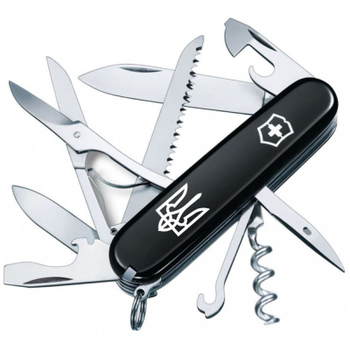 Нож Victorinox Huntsman Ukraine Black "Тризуб" (1.3713.3_T0010u)